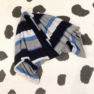 NEW $250 Renzo Tasselli Cashmere Silk Made in Italy Blue Stripe Wrap Shawl Scarf